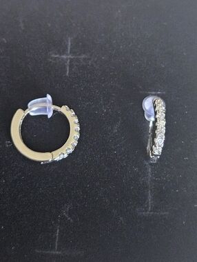 925 Sterling Silver Pave Huggie Earrings